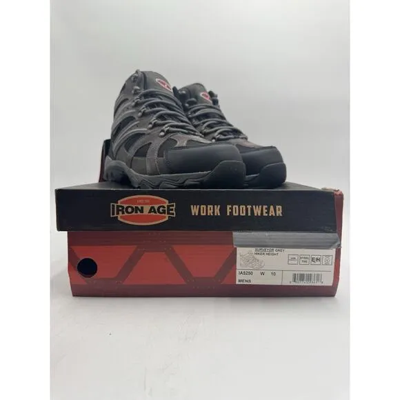 NEW Iron Age SURVEYOR Men's Hiking Boot Grey/Black US Size 10 Wide NIB