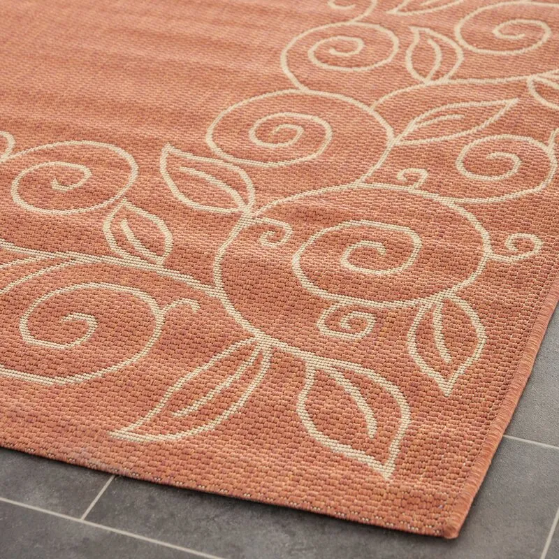 New Safavieh Courtyard Zak Terracotta / Beige 2 ft. 7 inch x 5 ft. Indoor/Outdoor Area Rug!
