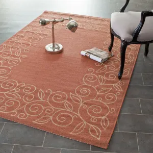 New Safavieh Courtyard Zak Terracotta / Beige 2 ft. 7 inch x 5 ft. Indoor/Outdoor Area Rug!