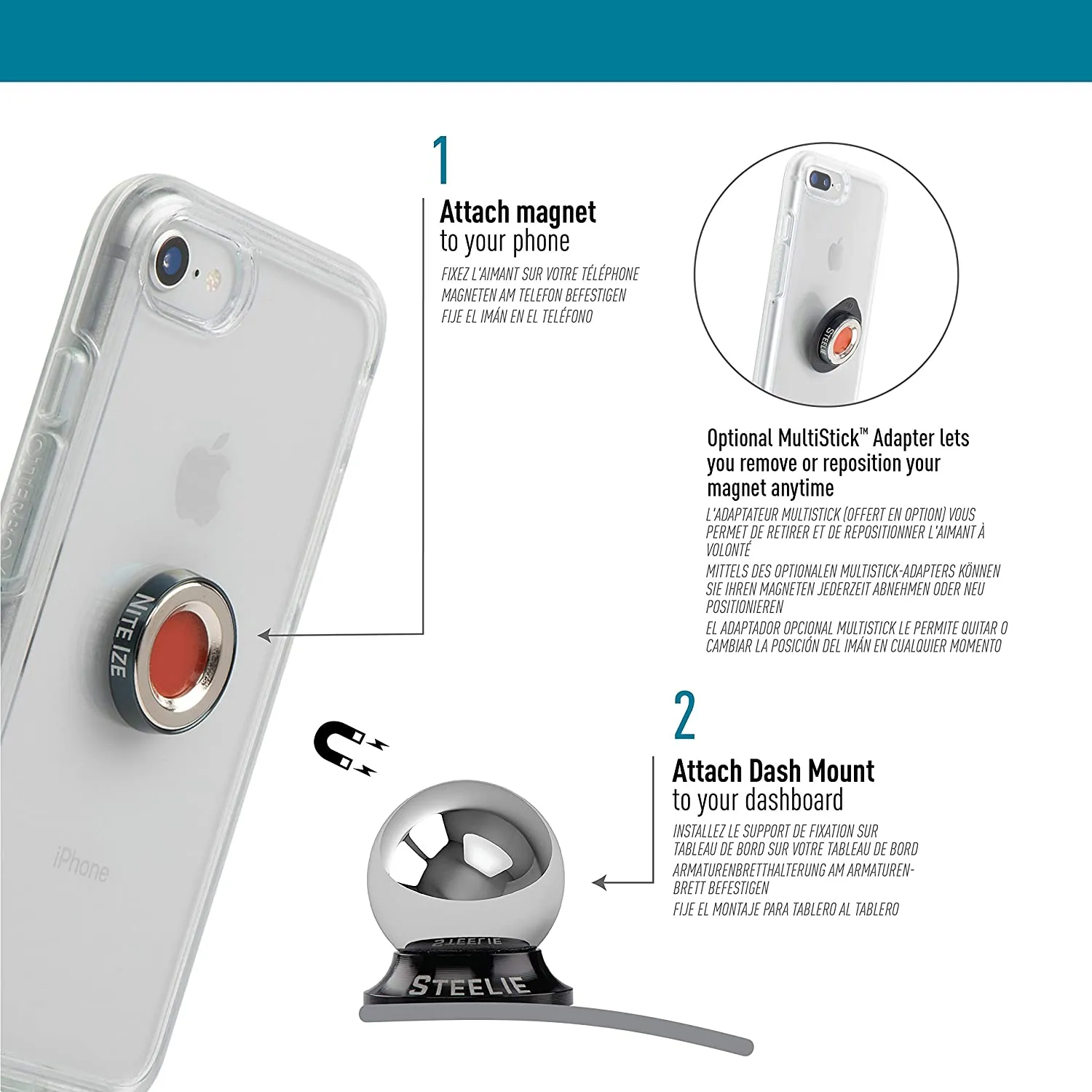 NiteIze - Steelie Dash Mount Kit Plus
