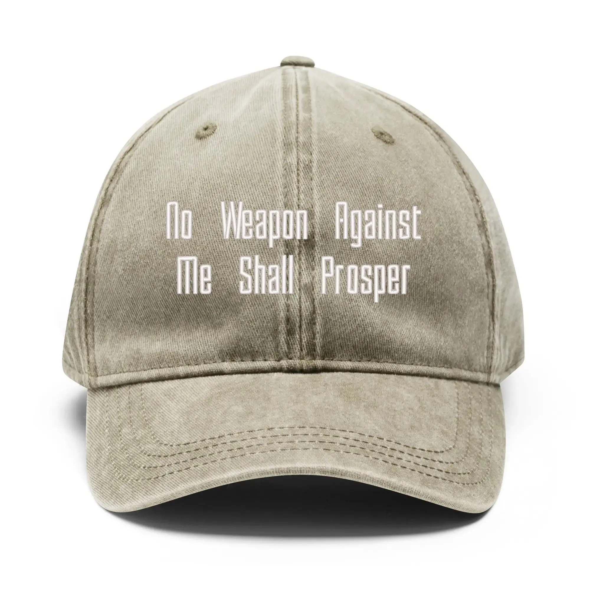 No Weapon Against Me Shall Prosper Typography Embroidered Denim Baseball Cap
