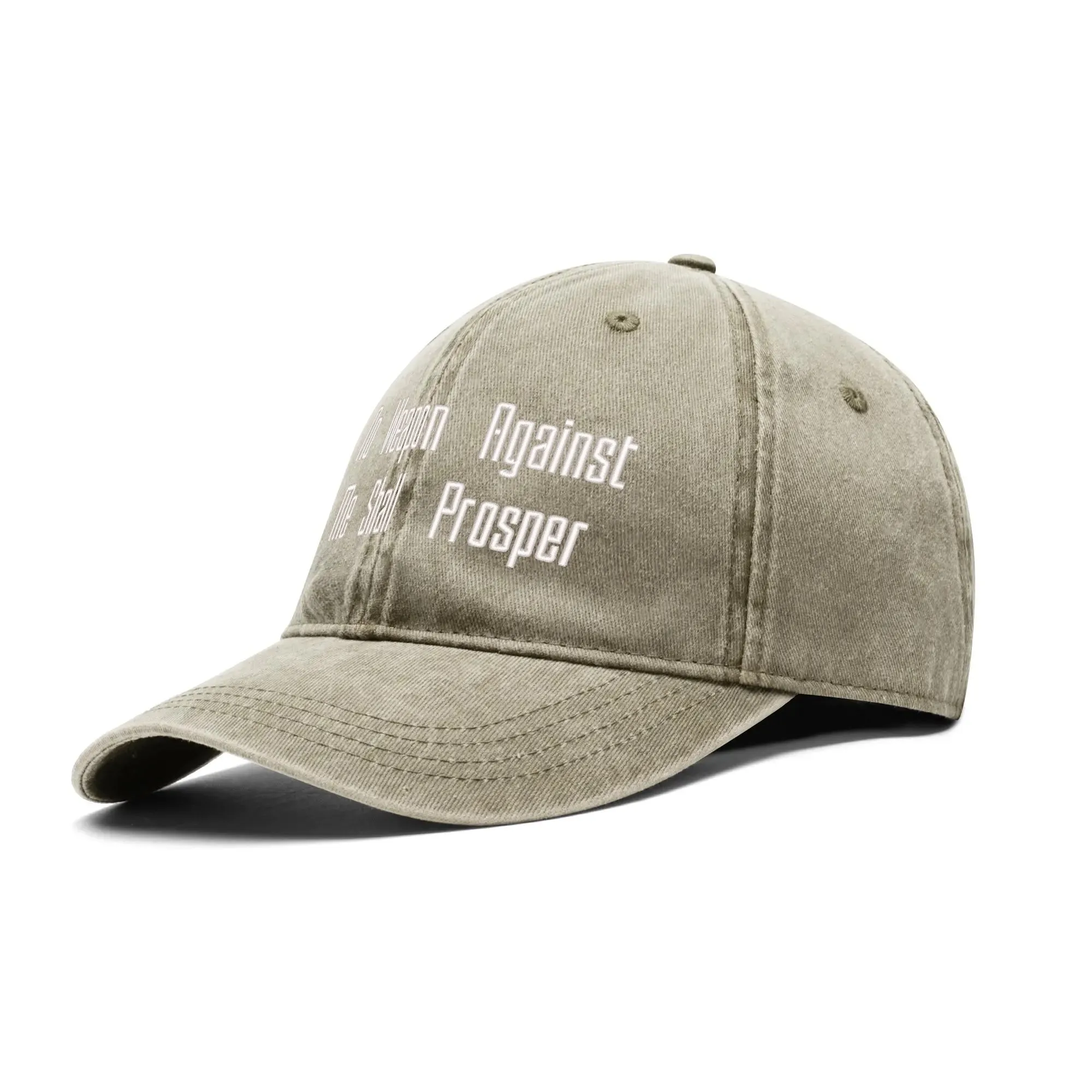 No Weapon Against Me Shall Prosper Typography Embroidered Denim Baseball Cap