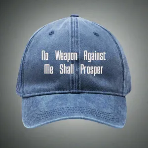 No Weapon Against Me Shall Prosper Typography Embroidered Denim Baseball Cap