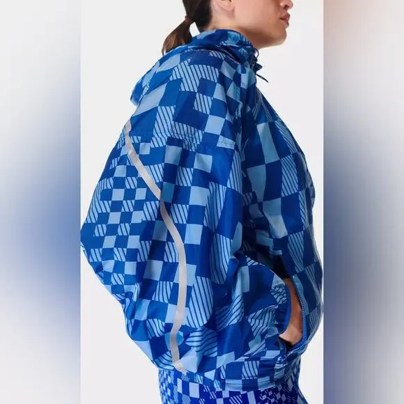 NWT $168 Sweaty Betty Pack Away Jacket Blue S M Small Medium Hiking Camping NEW