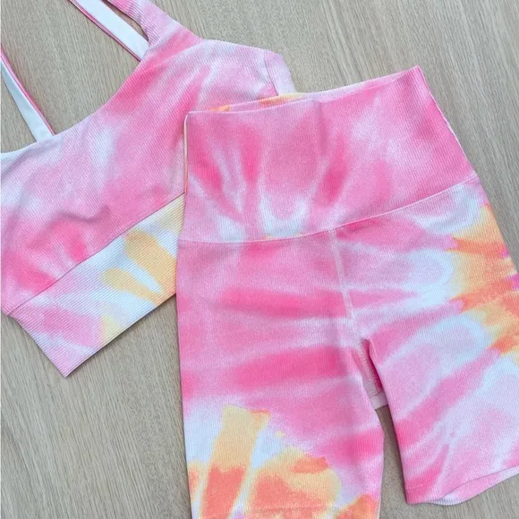 NWT Beach Riot RIBBED LEAH SPORTS BRA TOP SUNRISE