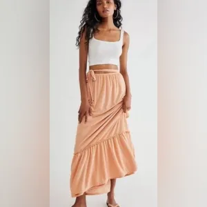 NWT Free People Beach Endless Summer Convertible Maxi Skirt Peach Size Small