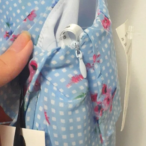 NWT Kensie Blue Gingham Floral Dress Size 8 Bloomcore