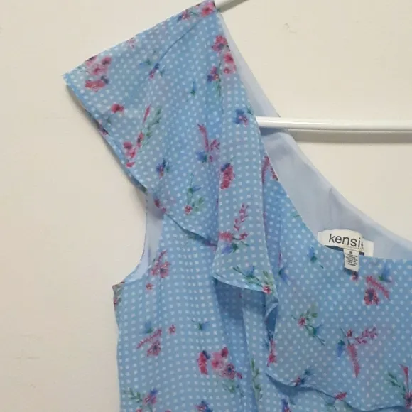 NWT Kensie Blue Gingham Floral Dress Size 8 Bloomcore
