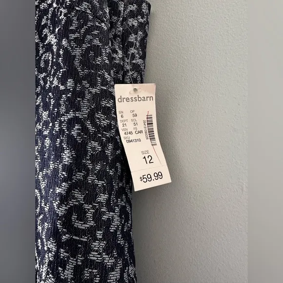 NWT! Navy Blue and Gray JONES STUDIO Dress - Size 12