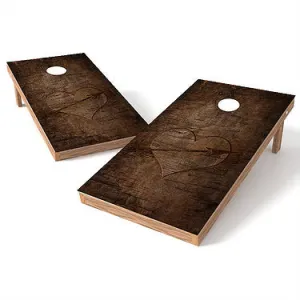 Official Size 2x4 Engraved Heart Wood Cornhole Game
