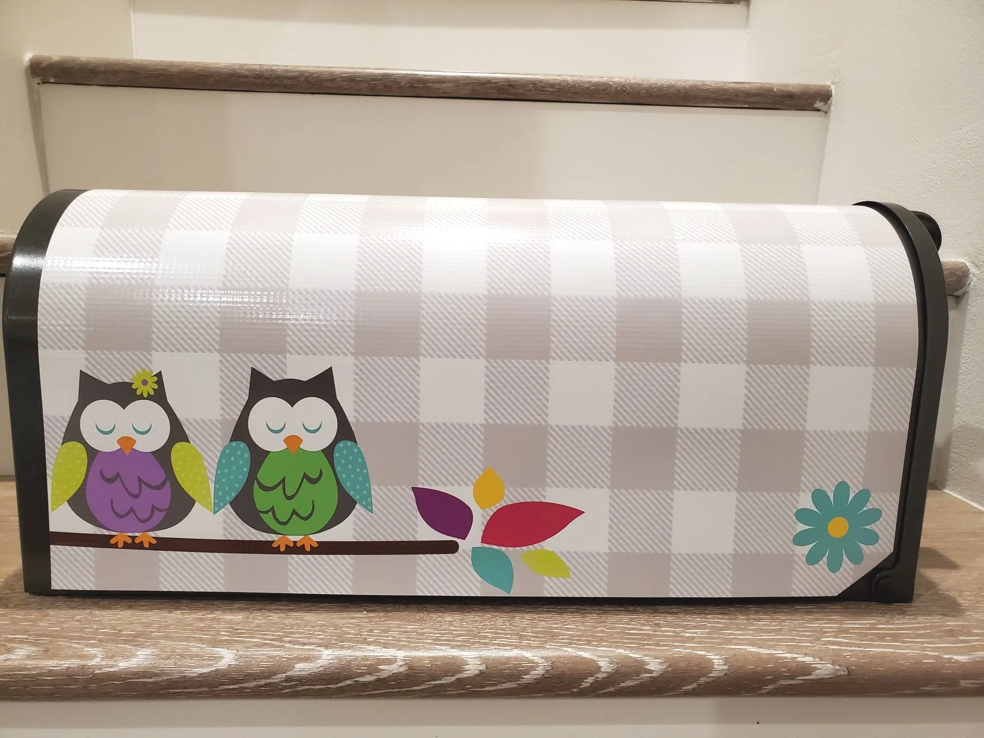Owls on Plaid Mailbox Cover