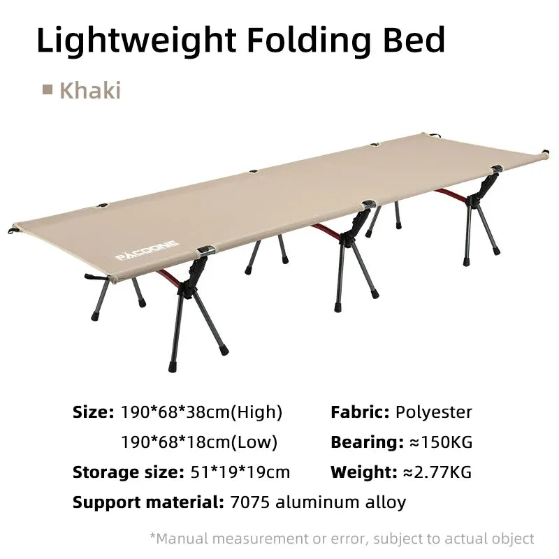 PACOONE Ultralight Foldable Camping Bed - Portable Outdoor Sleeping Cot for Backpacking and Hiking, 330 lbs Capacity