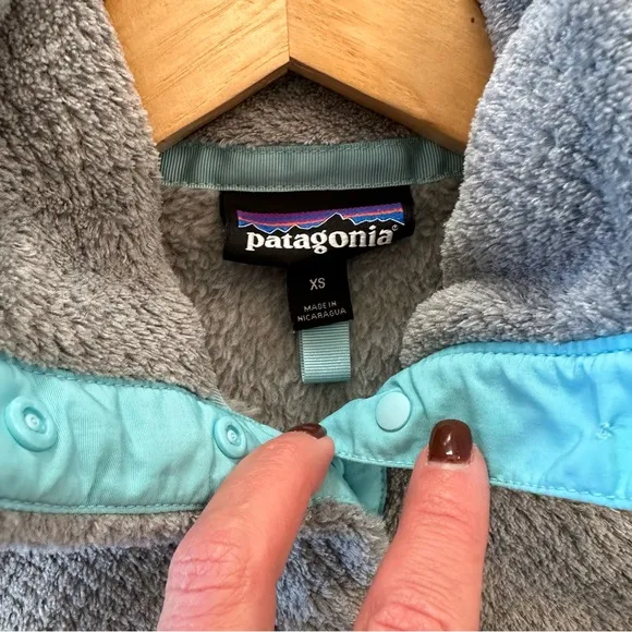 Patagonia Women's Re-Tool Snap-T Pullover Gray Teal Fleece Comfort XS