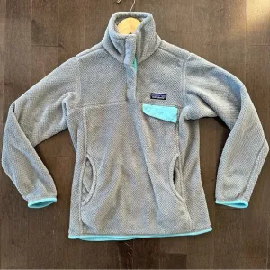 Patagonia Women's Re-Tool Snap-T Pullover Gray Teal Fleece Comfort XS