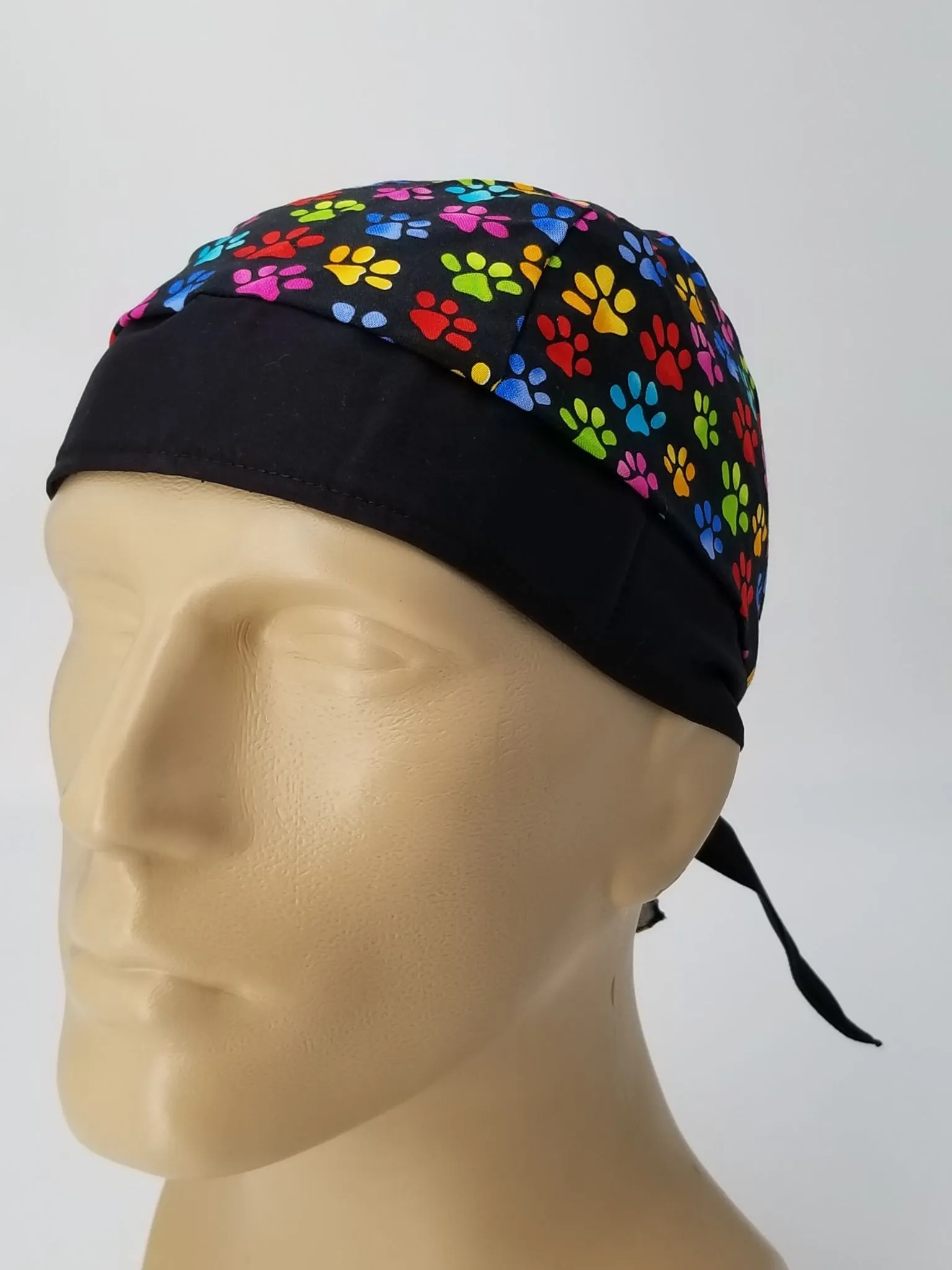 Paw Print Paws Bandana Dorag with Sweatband Doo Rag Made America USA Motorcycle Skull Cap Cotton Helmet Liner