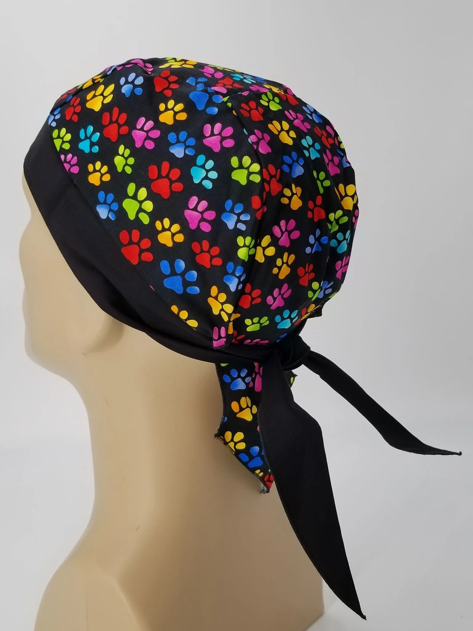 Paw Print Paws Bandana Dorag with Sweatband Doo Rag Made America USA Motorcycle Skull Cap Cotton Helmet Liner