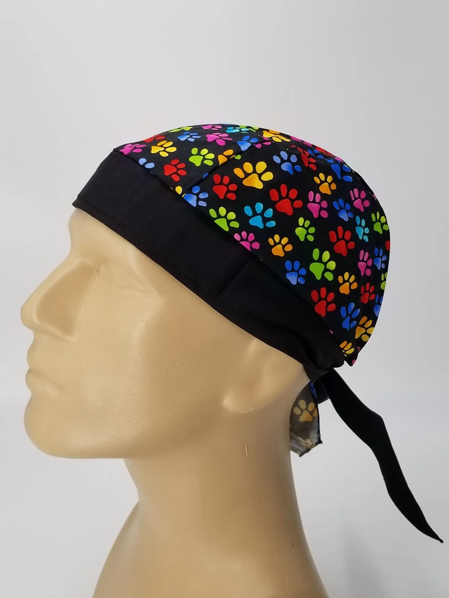 Paw Print Paws Bandana Dorag with Sweatband Doo Rag Made America USA Motorcycle Skull Cap Cotton Helmet Liner