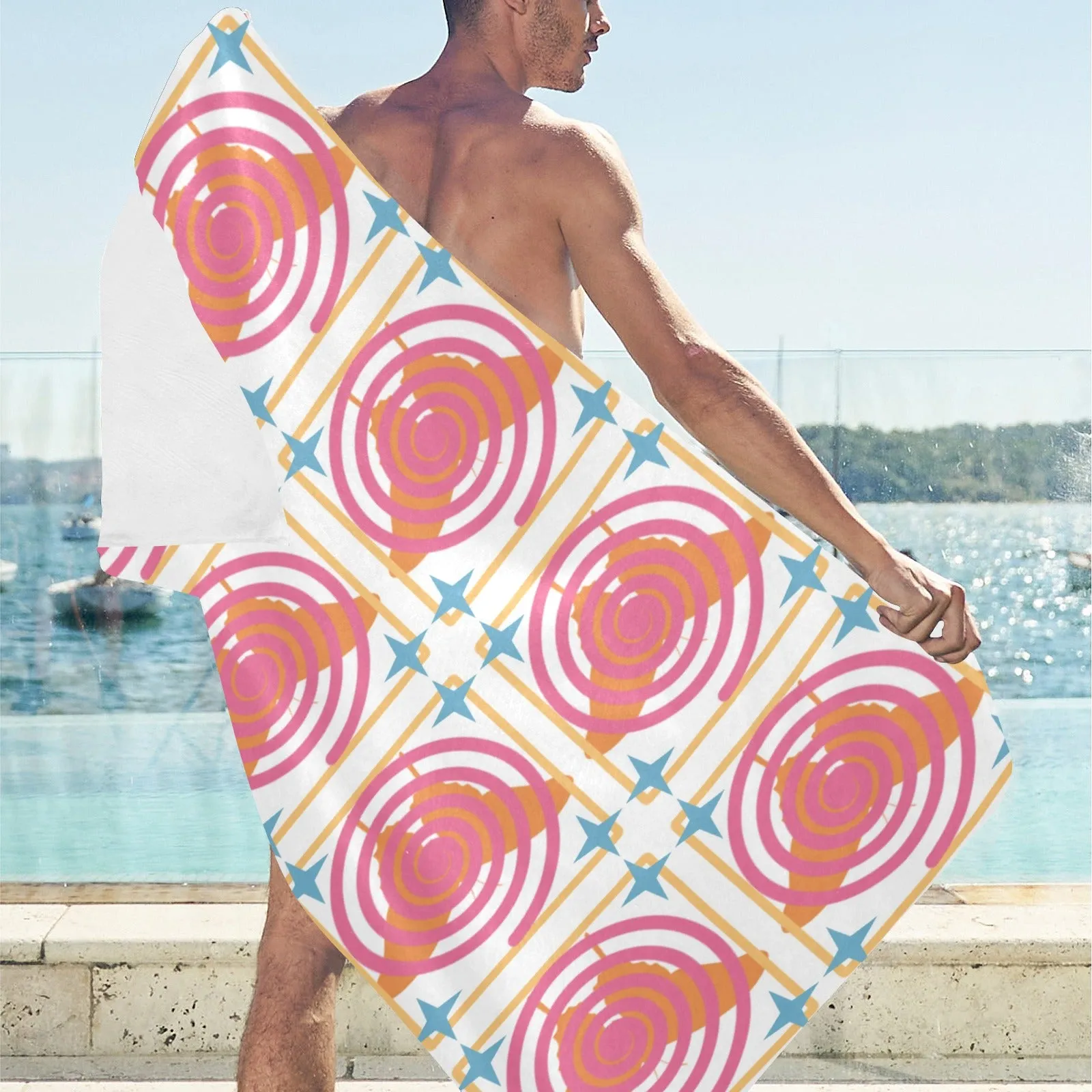 Peach Whirly Twirls Beach Towel - 30"x 60" (Made in USA)