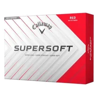Pelotas de golf Callaway 2025 Supersoft rojas (paquete de 12)