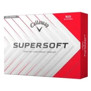 Pelotas de golf Callaway 2025 Supersoft rojas (paquete de 12)