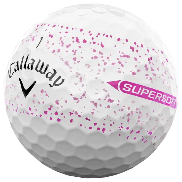 Pelotas de golf Callaway Supersoft Pink Splatter (paquete de 12)