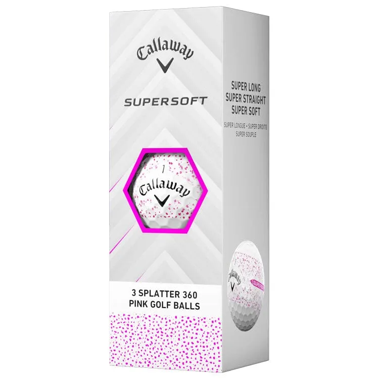 Pelotas de golf Callaway Supersoft Pink Splatter (paquete de 12)