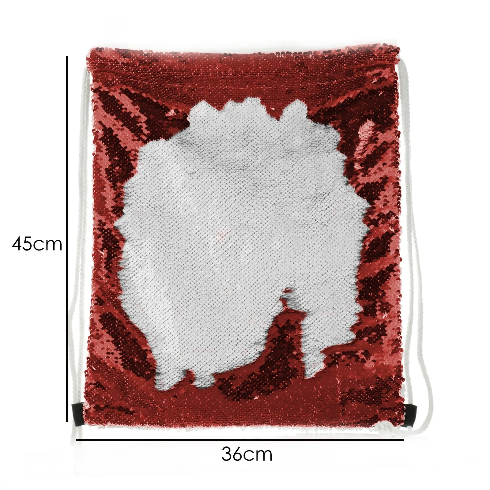 Personalised Sequin Drawstring Backpack with Grey Elephant Feather Hat and Cute Text