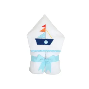 Personalized baby Boy Blue Navy Sailboat Hooded Towel