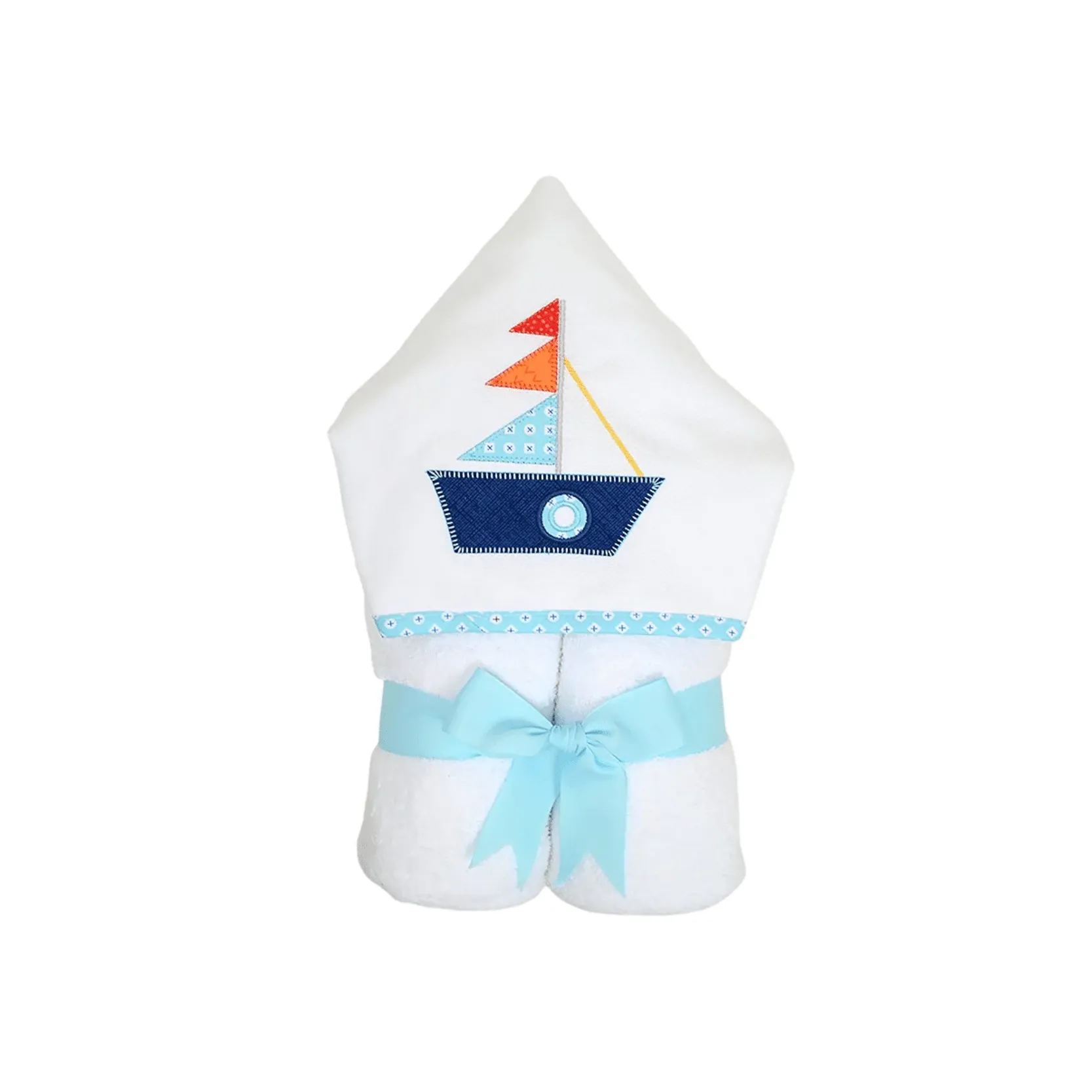Personalized baby Boy Blue Navy Sailboat Hooded Towel