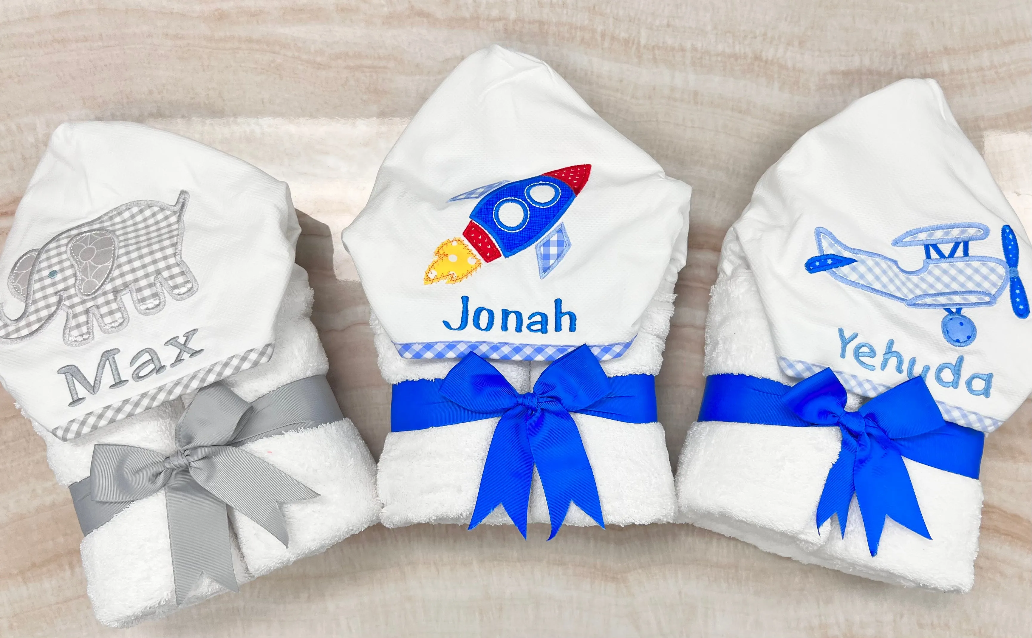 Personalized Baby Boy Blue Plane Hooded Towel