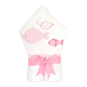Personalized Baby Girl Fish School Hooded Towel