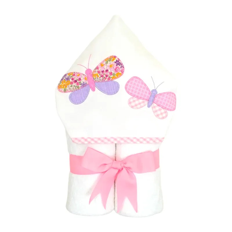 Personalized Baby Girl Floral Butterfly Hooded Towel