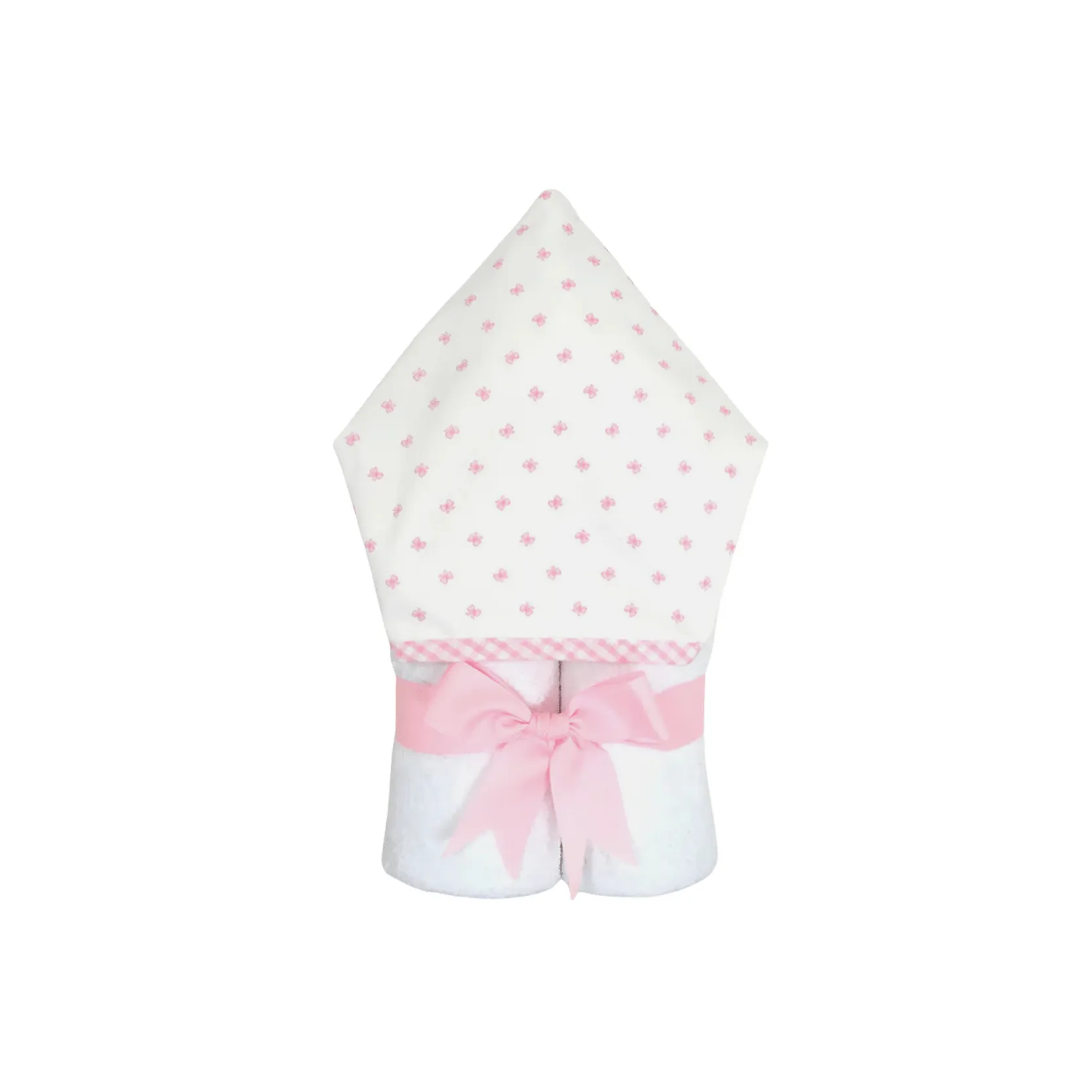 Personalized Baby Girl Pink Bow Print Hooded Towel