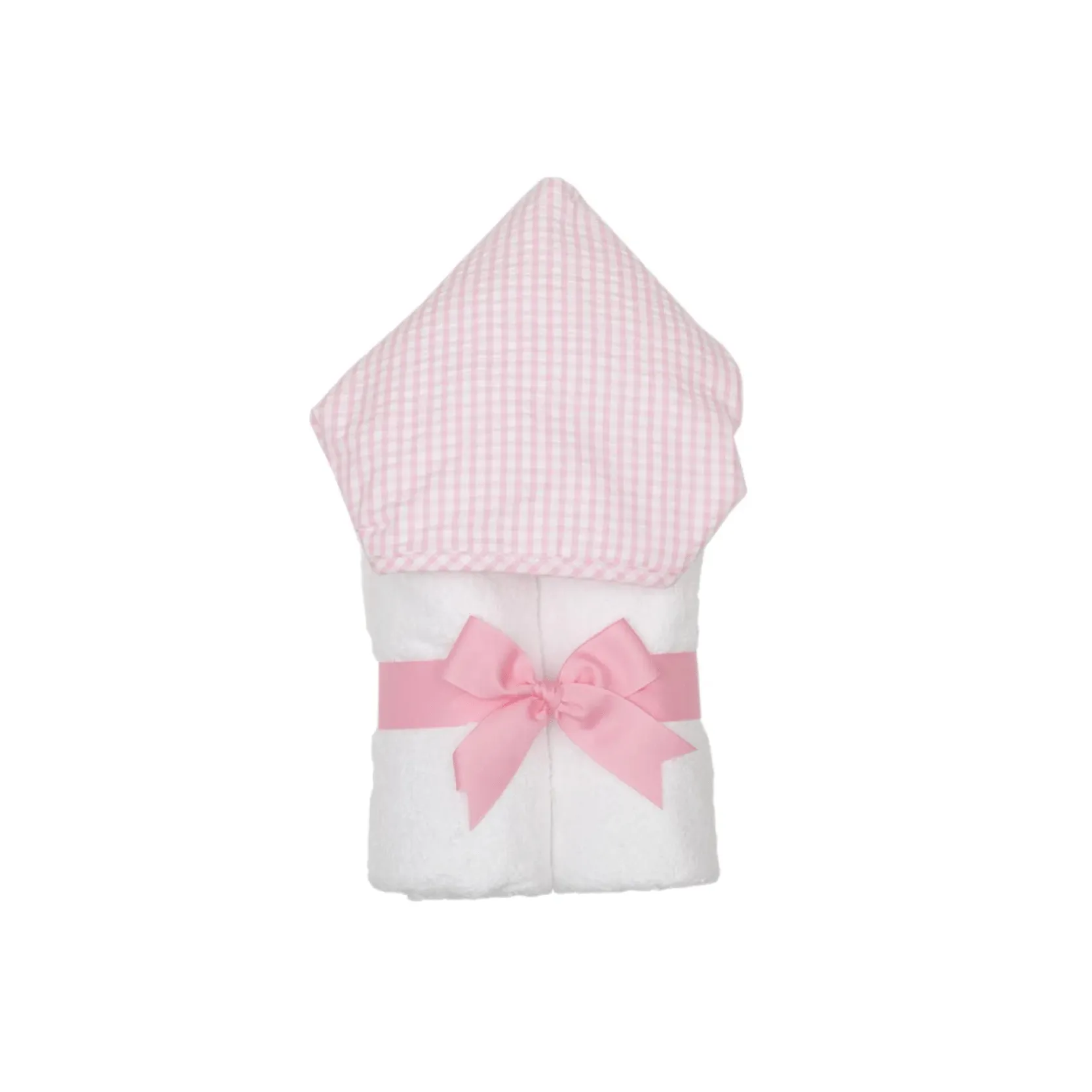 Personalized Baby Girl Pink Gingham Hooded Towel