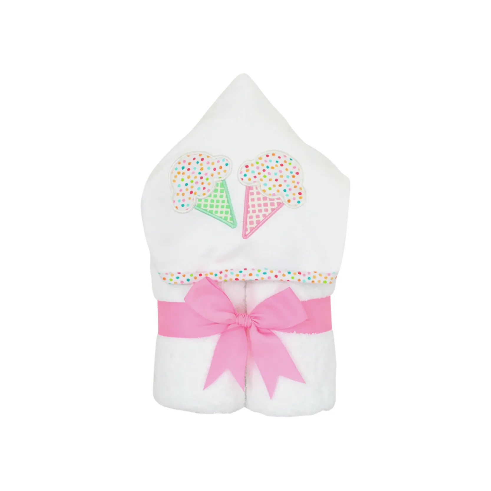 Personalized Baby Girl Pink Ice Cream Hooded Towel