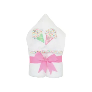 Personalized Baby Girl Pink Ice Cream Hooded Towel