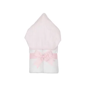 Personalized Baby Girl  Pink Seersucker Stripe Hooded Towel