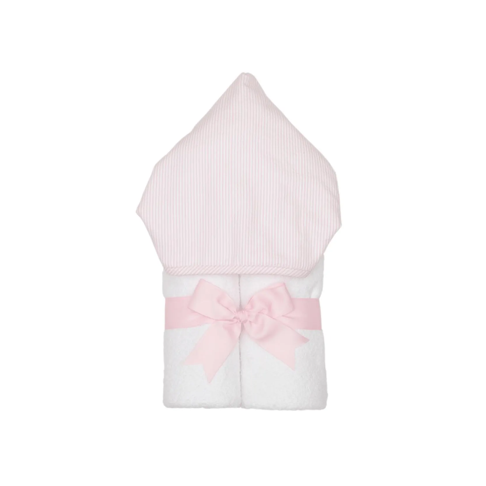 Personalized Baby Girl  Pink Seersucker Stripe Hooded Towel