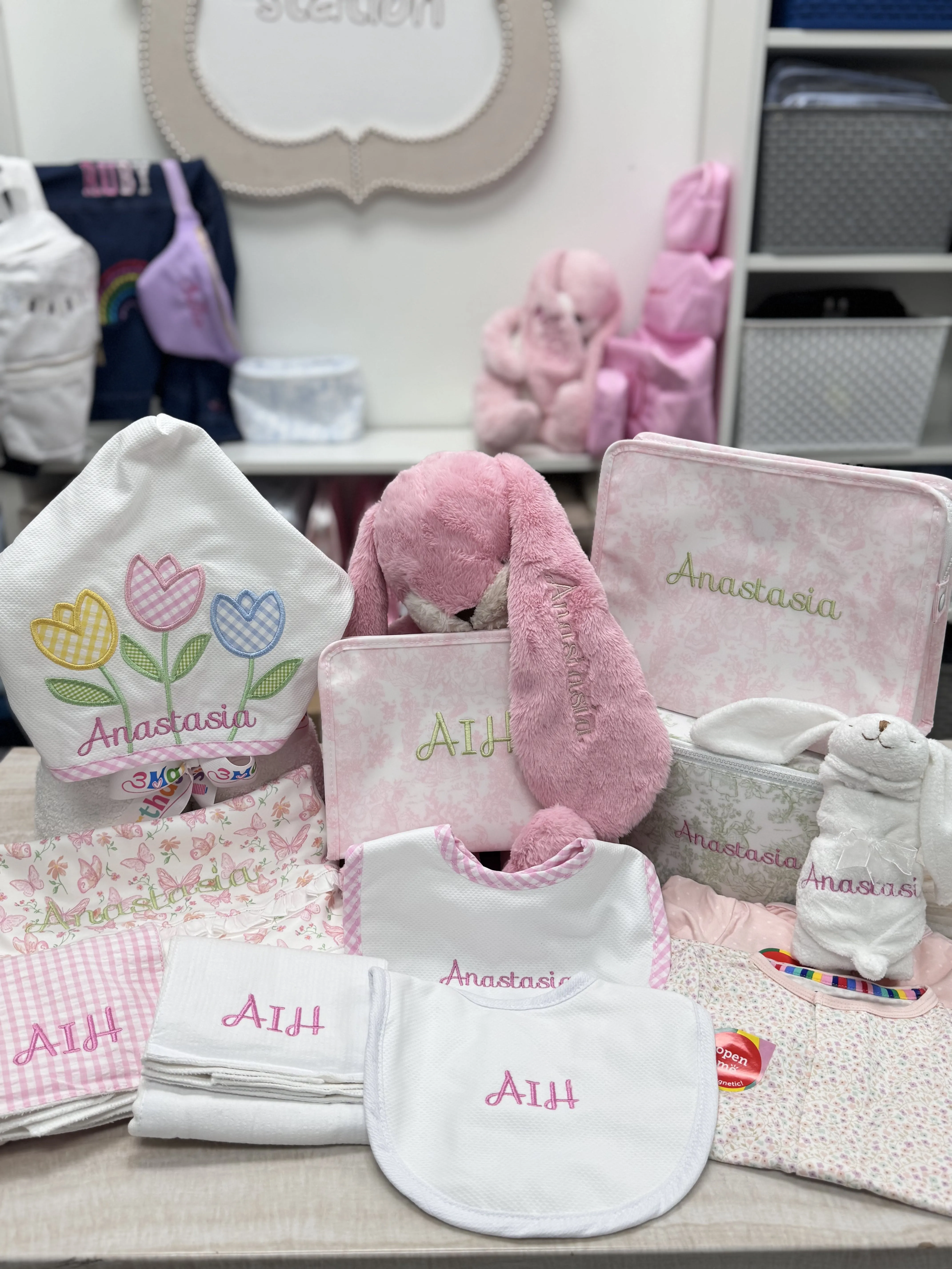 Personalized Baby Girl Tulip Hooded Towel