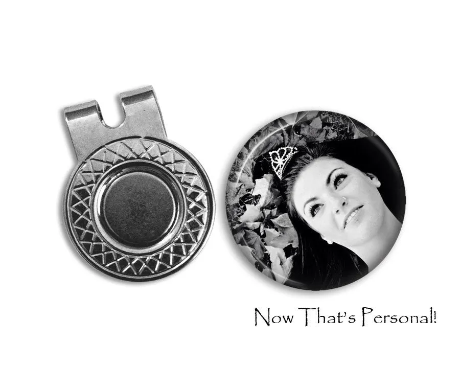Personalized photo Golf Ball Marker & Hat Clip Set - double sided