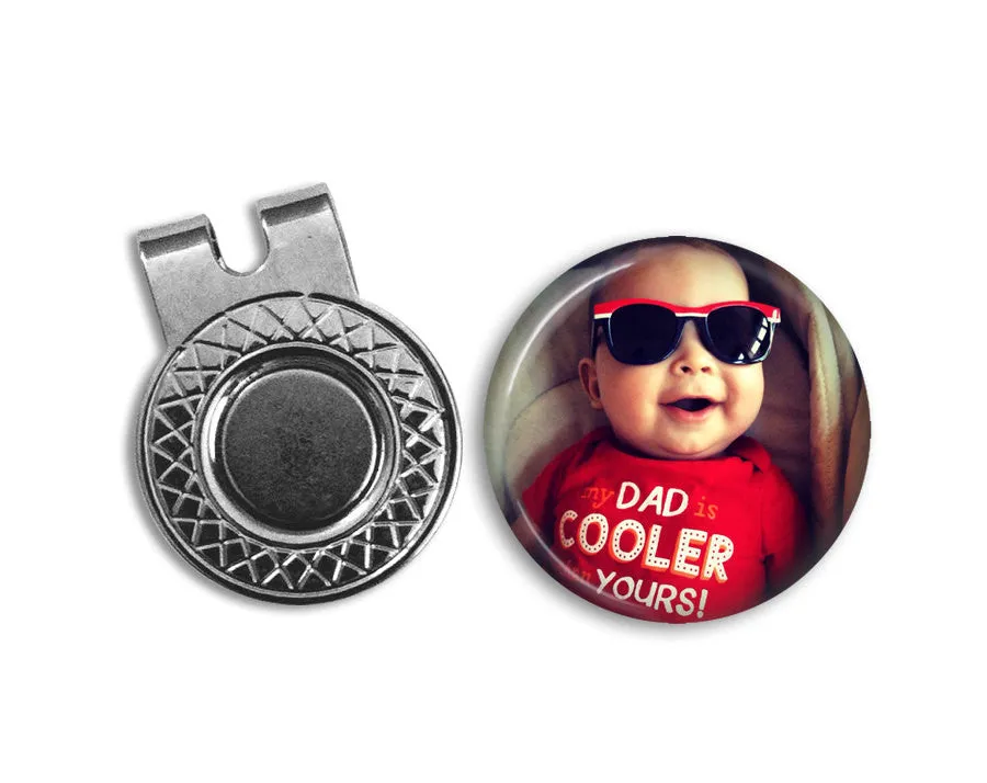 Photo Ball Marker & hat clip set - golf ball marker - Your Photo on a Golf Ball Marker - Gift for golfer - gift for Dad