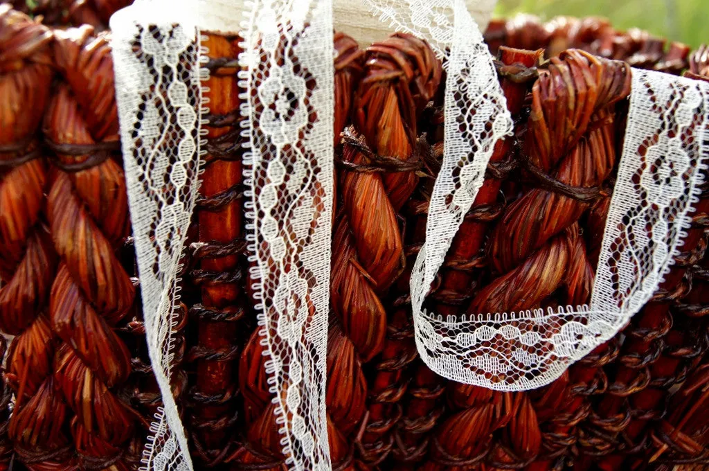Picot Edge Floral Lace Trim Off White ¾" wide