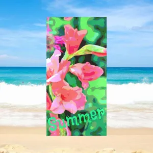 Pink Gladiolas Summer Beach Towel - 30"x 60" (Made In USA)