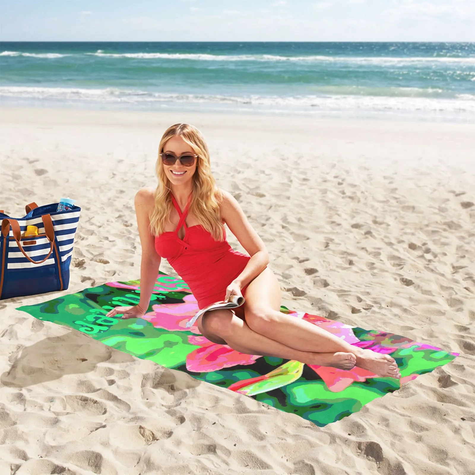 Pink Gladiolas Summer Beach Towel - 30"x 60" (Made In USA)