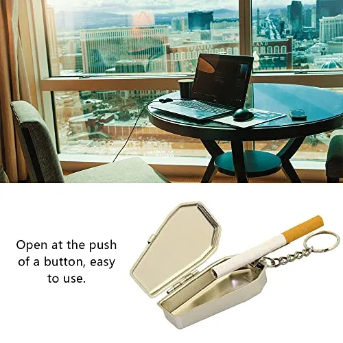 Portable Ashtray Tinplate Pocket Ashtray, Mini Ash Holder with Lids for Outdoor Use Easily Bringing When Travelling and Camping