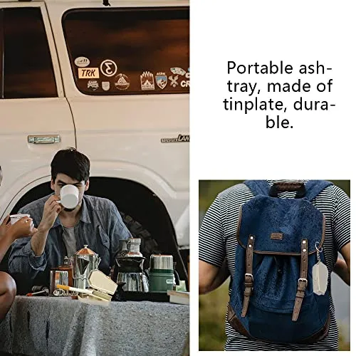 Portable Ashtray Tinplate Pocket Ashtray, Mini Ash Holder with Lids for Outdoor Use Easily Bringing When Travelling and Camping