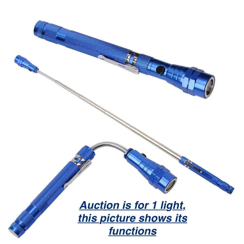Portable Tactical Flash Light Torch Spotlight, 3 LED, Telescopic, Flexible, Magnetic LED Flashlight & Pick Up Tool!