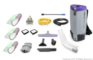 ProTeam Super Coach Pro 10 Qt. Backpack Vacuum | Multi-Surface Floor Tool, TONS of Extras Kit # 107100