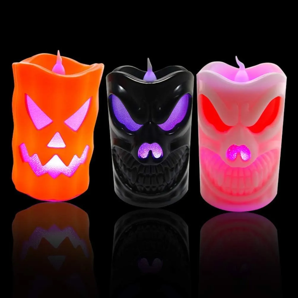 PS Pumpkin Skull Happy Halloween Theme Ghost Skull Little Devil Pumpkin Haloween Decorations 3 PCS Set