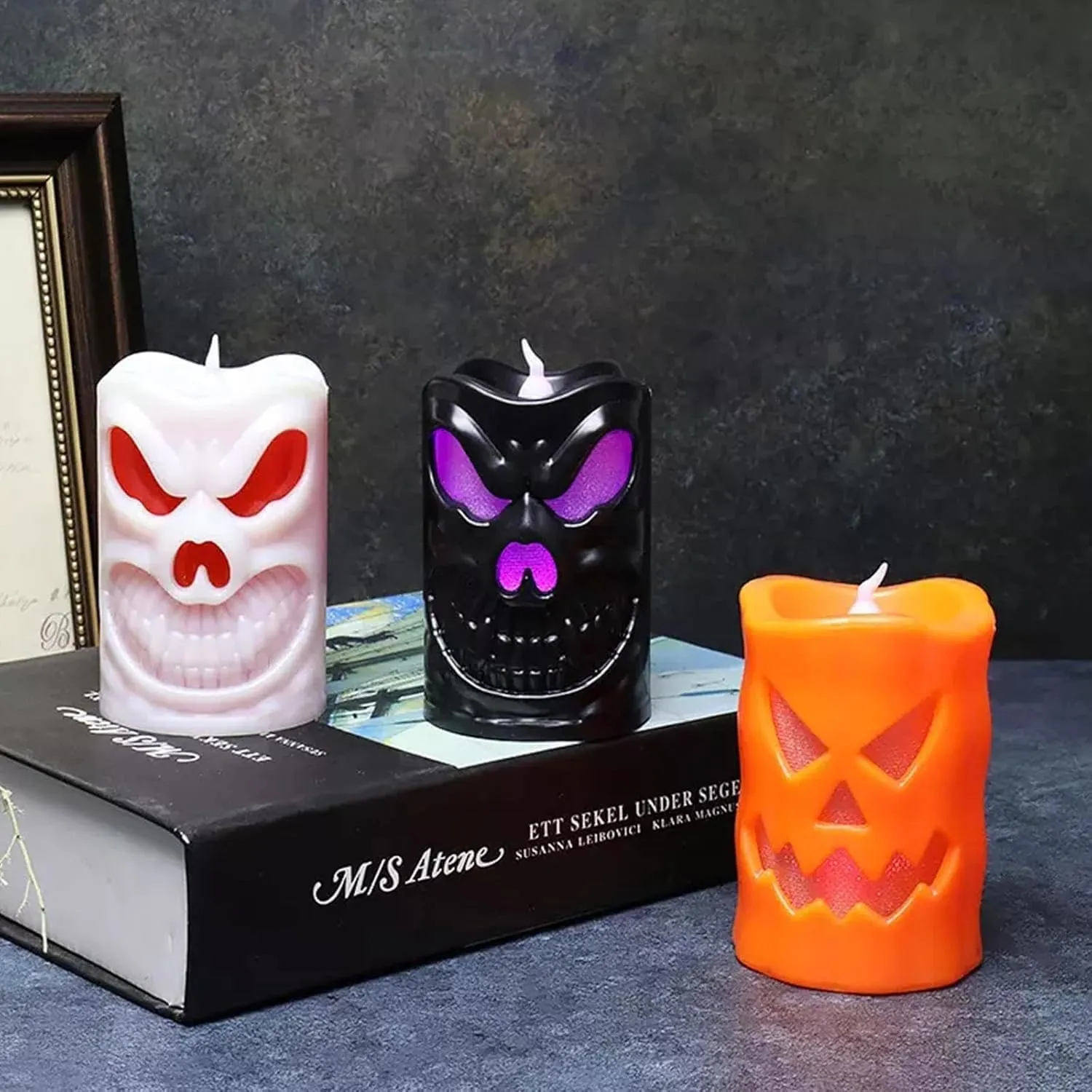 PS Pumpkin Skull Happy Halloween Theme Ghost Skull Little Devil Pumpkin Haloween Decorations 3 PCS Set
